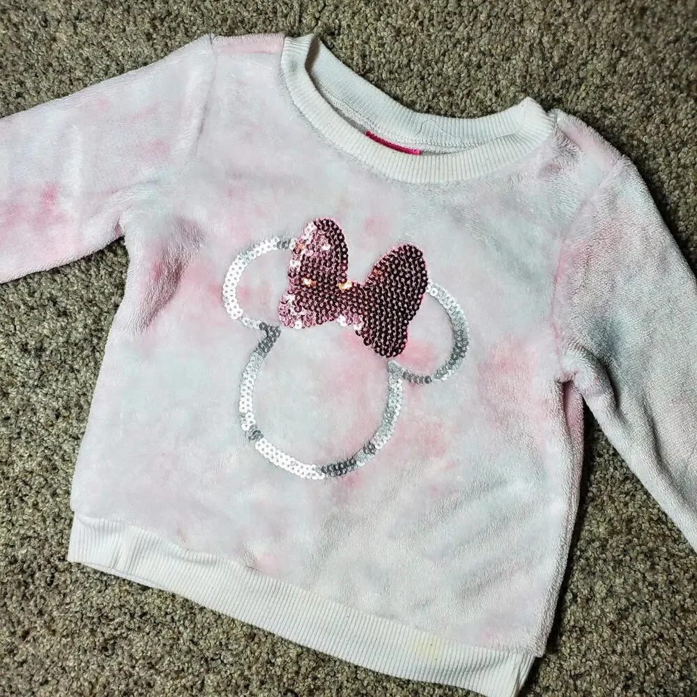 Disney Junior Pink Minnie Mouse Fleece Pullover Sweatshirt 18m